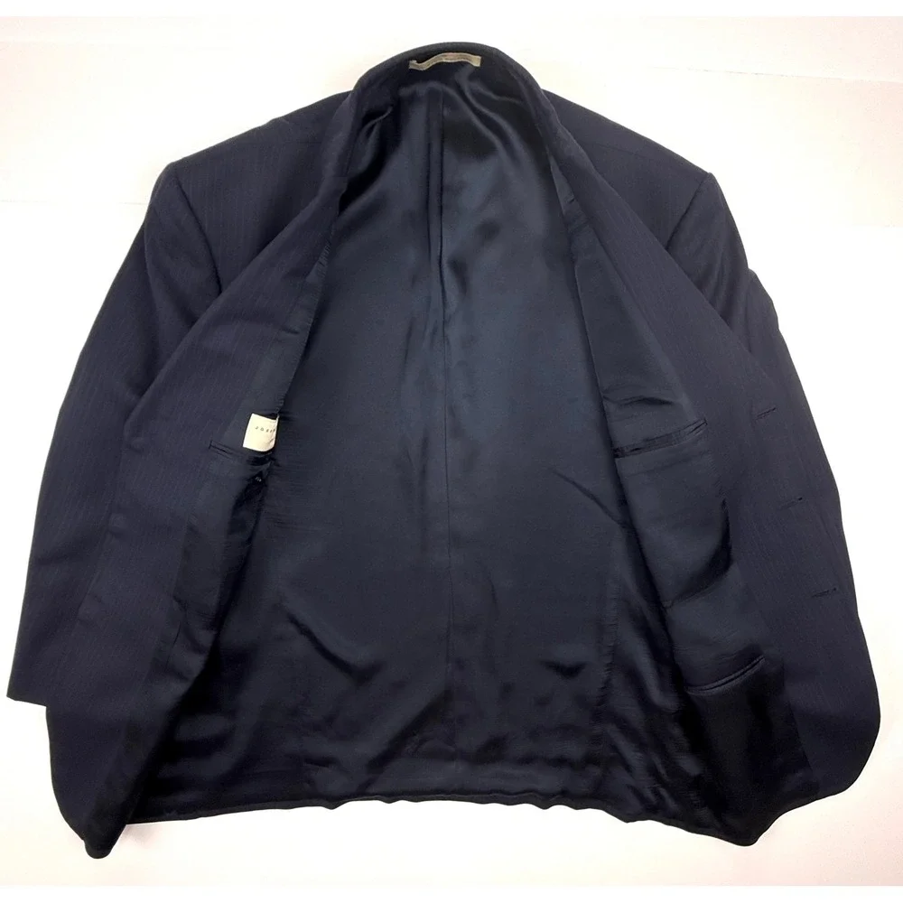 Joseph Abboud Mens 44R Navy Pinstripe Sports Coat Vintage Wool Jacket #1795